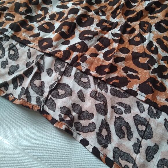 Intro. Brown and Black Leopard Print Boho Chic High Low Plus Size Midi Skirt - Picture 11 of 16